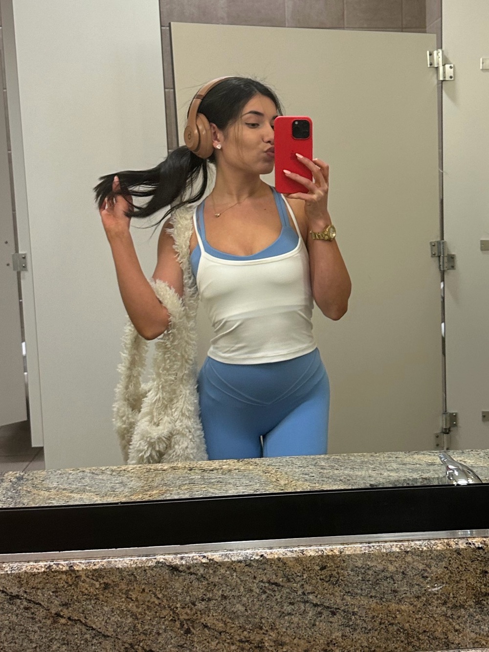 White & Light Blue Layered Active Tank Top BEYOND YOGA